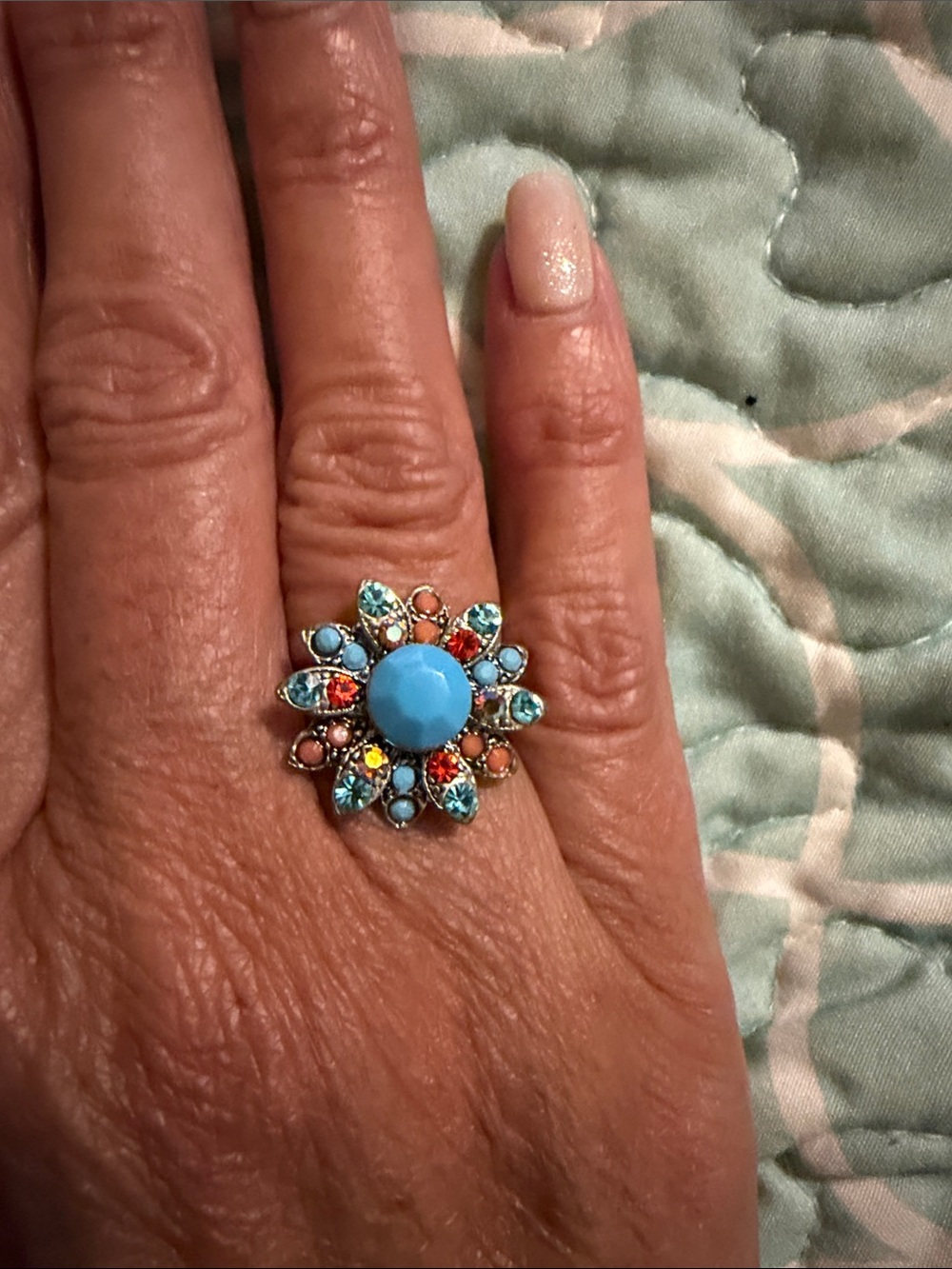 Turquoise Floral Statement Ring - Women's Jewelry